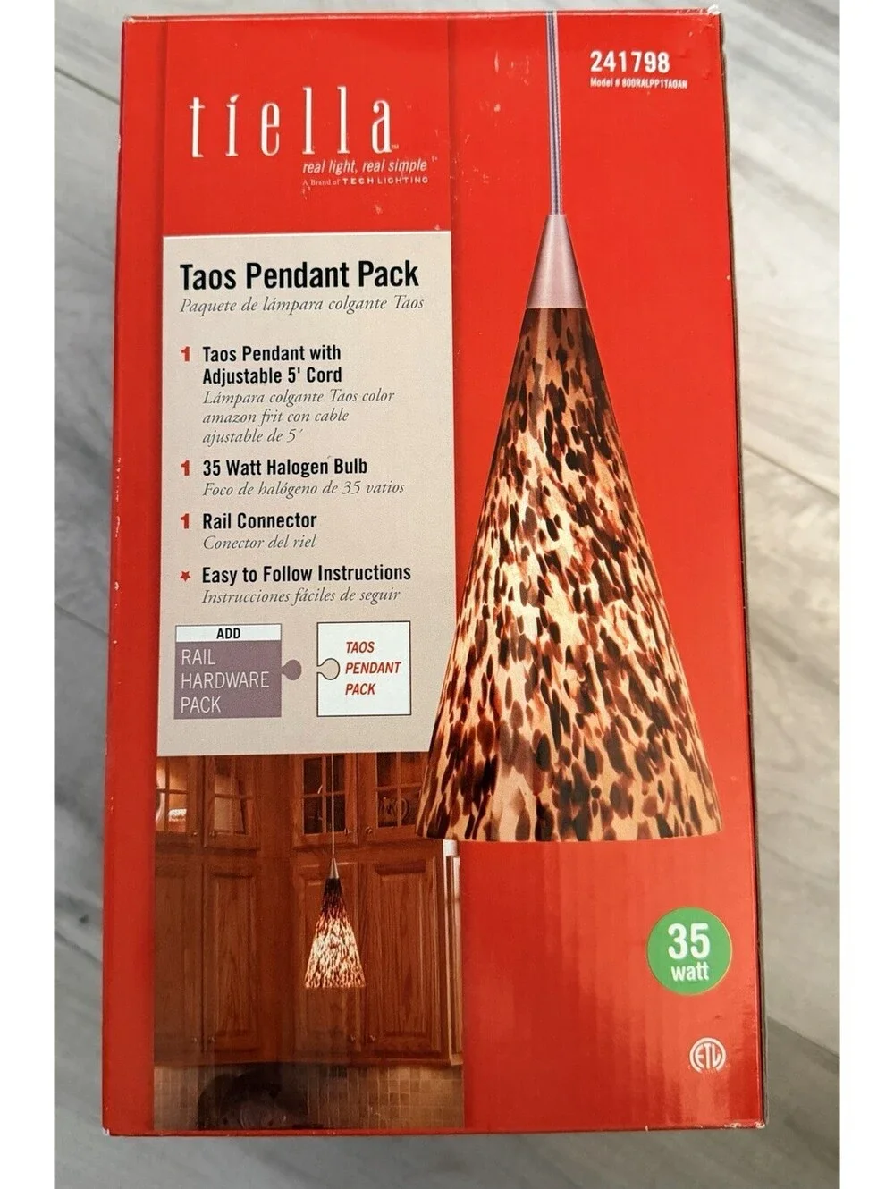 Tiella Taos Pendant Light Part#241798 New In Box Cone Shaped Shade